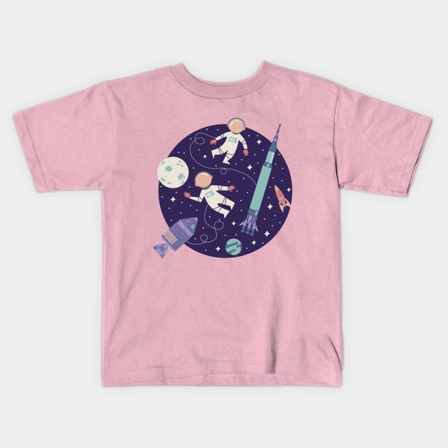 Lunar Landing - Purple Kids T-Shirt by latheandquill